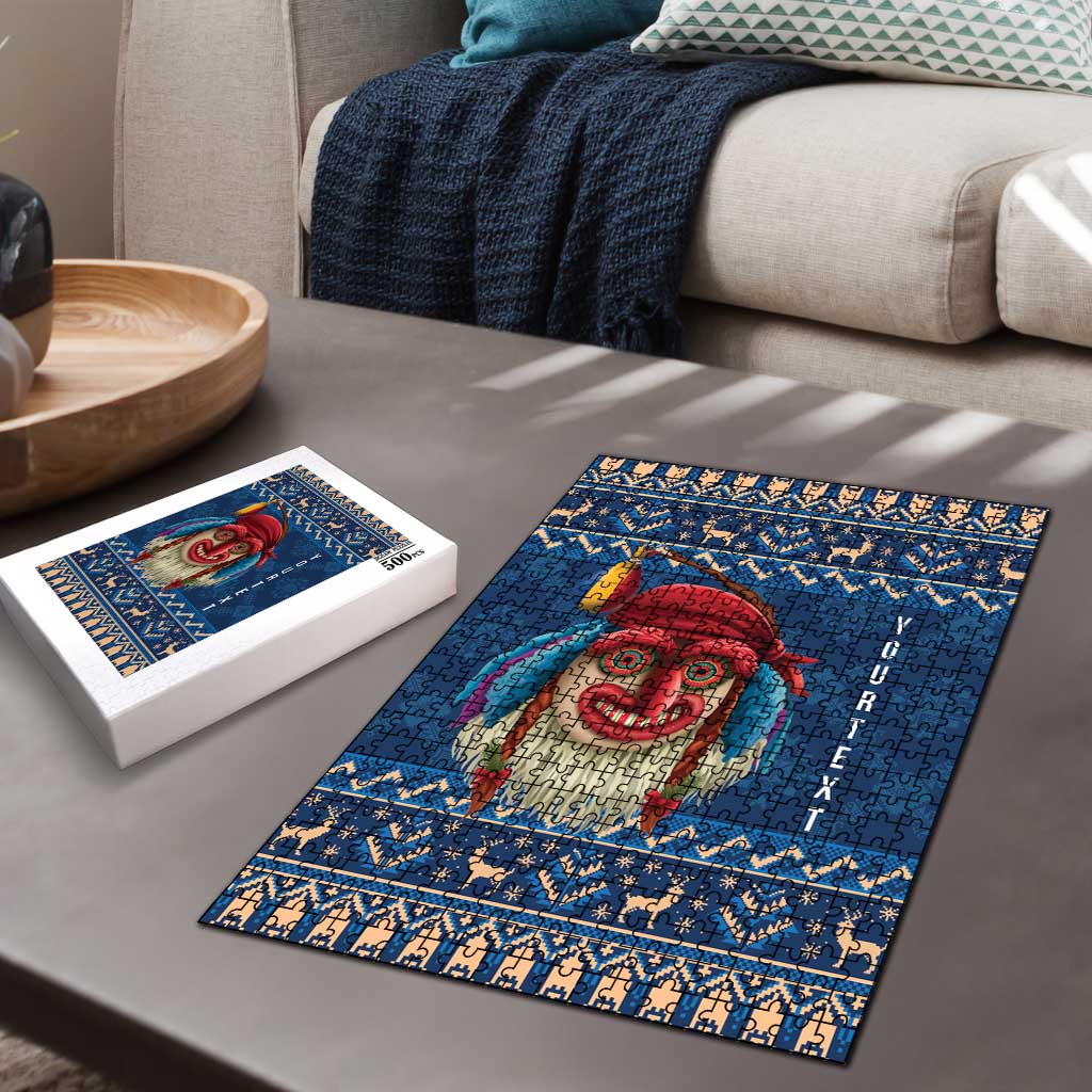 Personalized Romania Christmas Puzzle Romanian Traditional Masks - Wonder Print Shop
