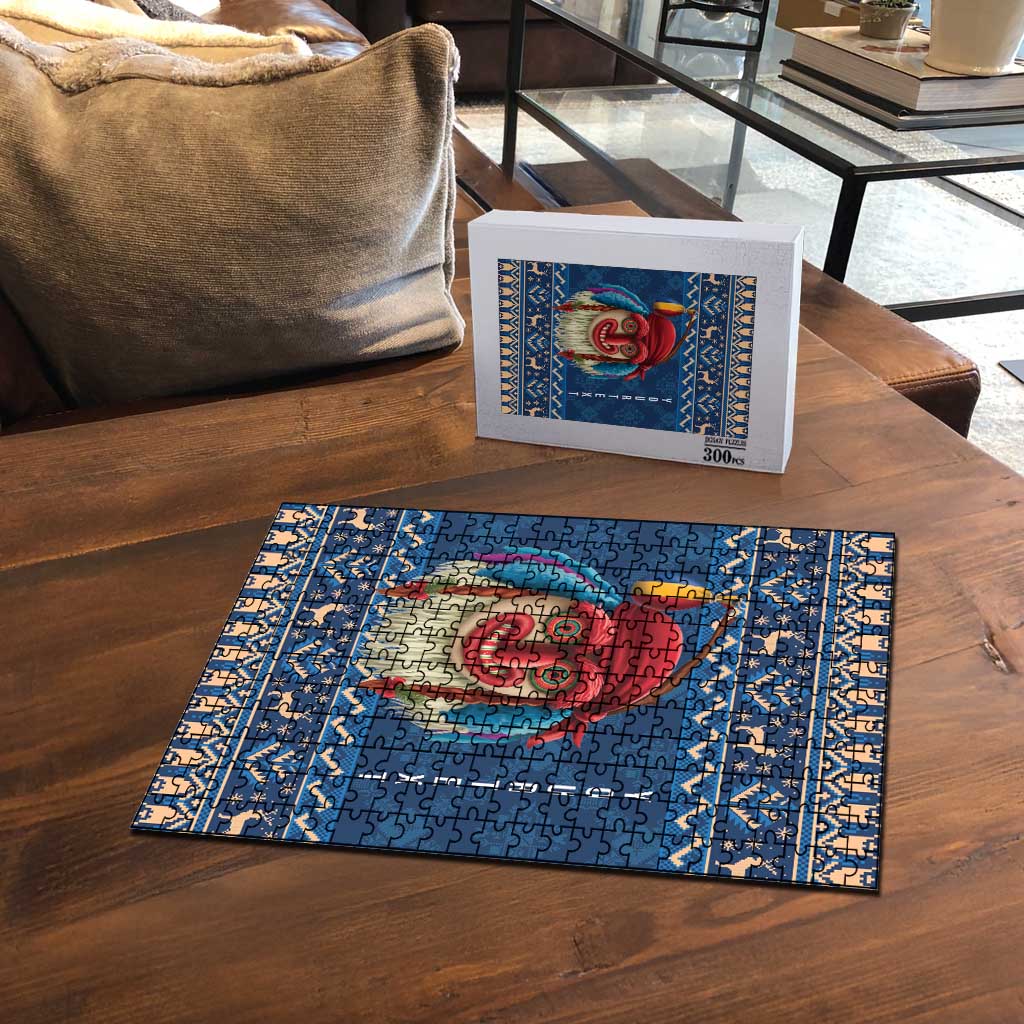 Personalized Romania Christmas Puzzle Romanian Traditional Masks - Wonder Print Shop