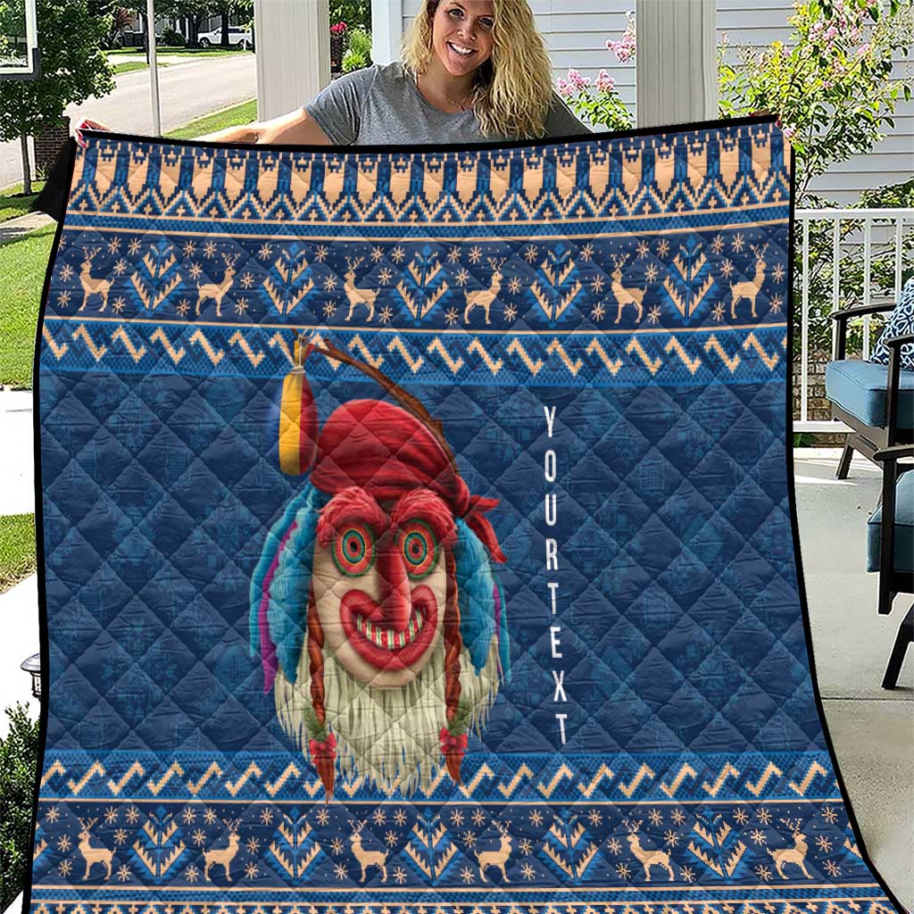 Personalized Romania Christmas Quilt Romanian Traditional Masks - Wonder Print Shop