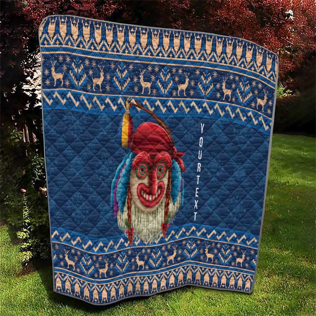 Personalized Romania Christmas Quilt Romanian Traditional Masks - Wonder Print Shop