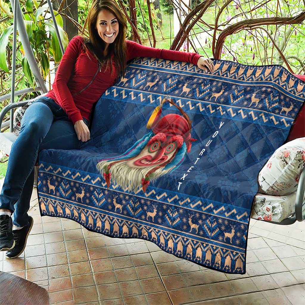 Personalized Romania Christmas Quilt Romanian Traditional Masks - Wonder Print Shop