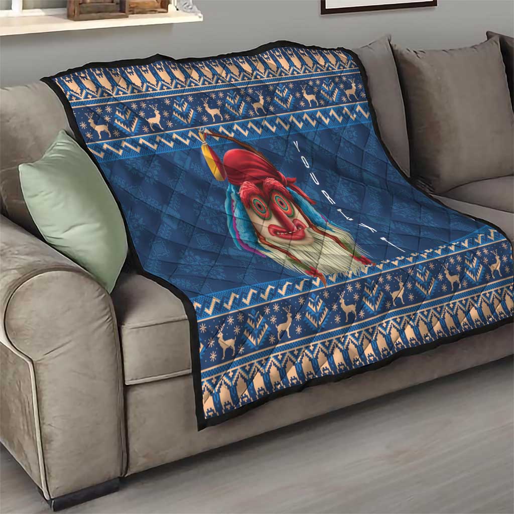 Personalized Romania Christmas Quilt Romanian Traditional Masks - Wonder Print Shop