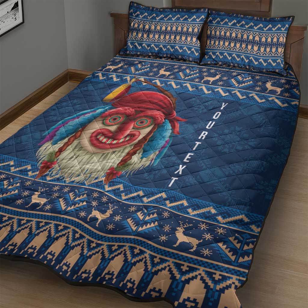 Personalized Romania Christmas Quilt Bed Set Romanian Traditional Masks - Wonder Print Shop