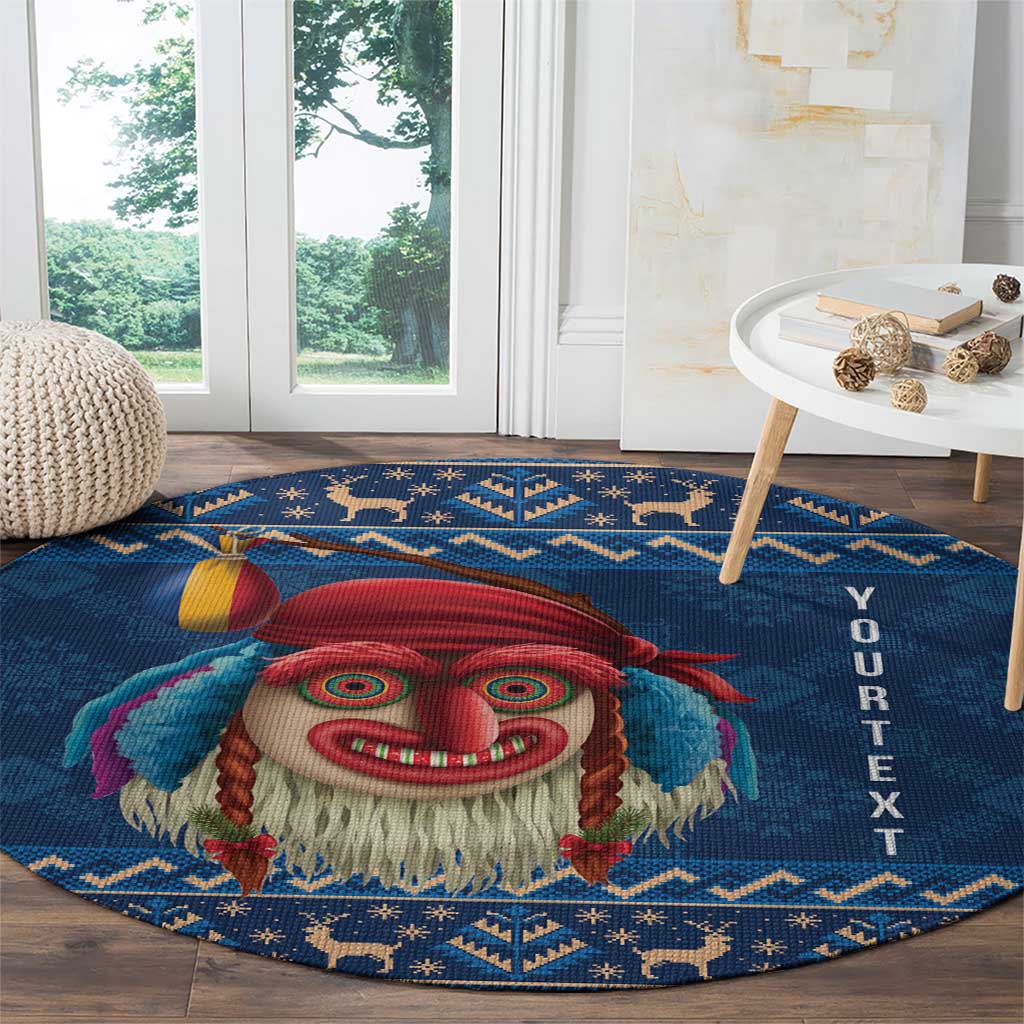 Personalized Romania Christmas Round Carpet Romanian Traditional Masks - Wonder Print Shop