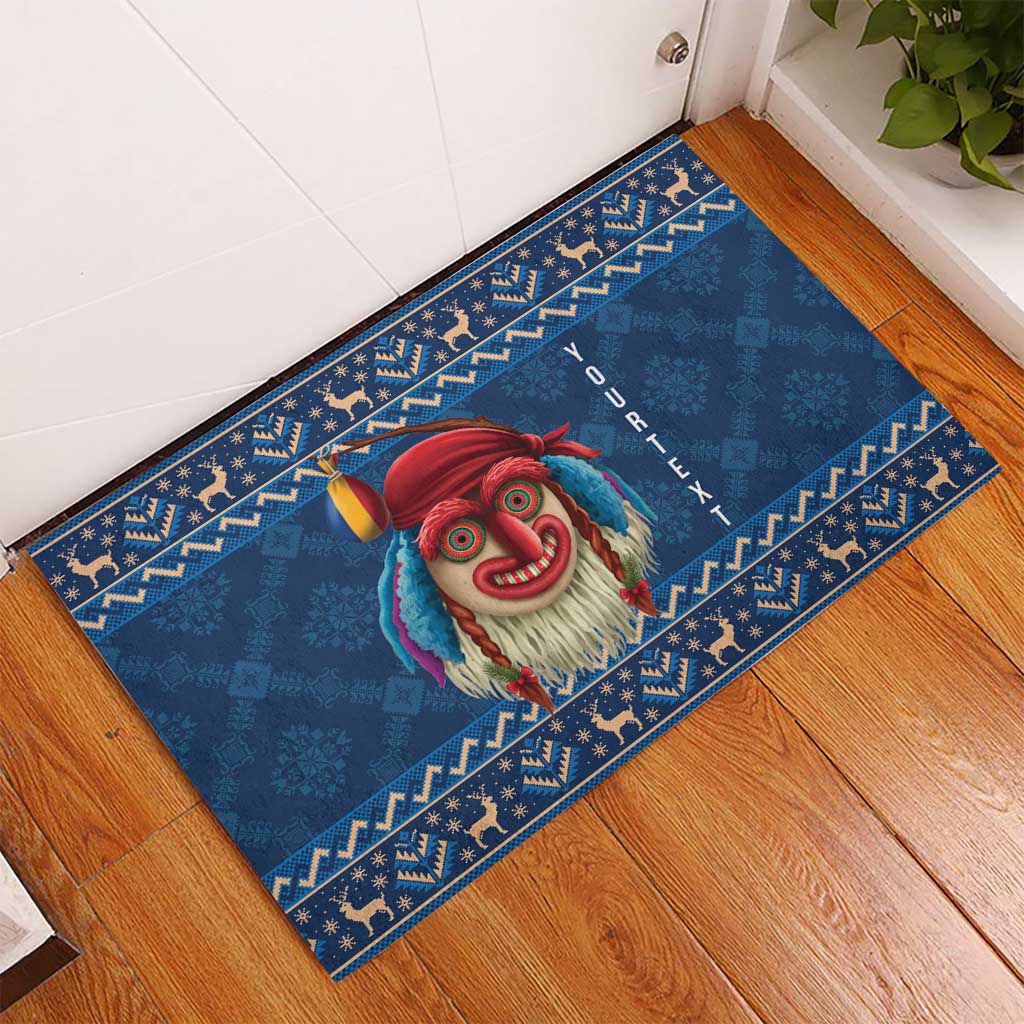 Personalized Romania Christmas Rubber Doormat Romanian Traditional Masks - Wonder Print Shop