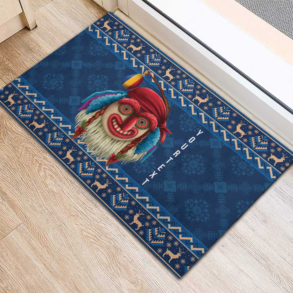 Personalized Romania Christmas Rubber Doormat Romanian Traditional Masks - Wonder Print Shop