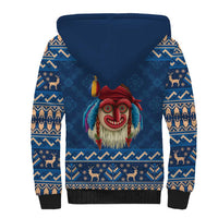 Personalized Romania Christmas Sherpa Hoodie Romanian Traditional Masks - Wonder Print Shop