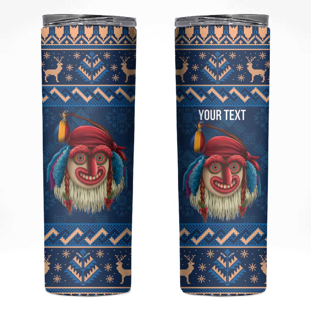 Personalized Romania Christmas Skinny Tumbler Romanian Traditional Masks - Wonder Print Shop