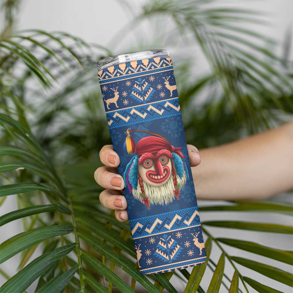 Personalized Romania Christmas Skinny Tumbler Romanian Traditional Masks - Wonder Print Shop