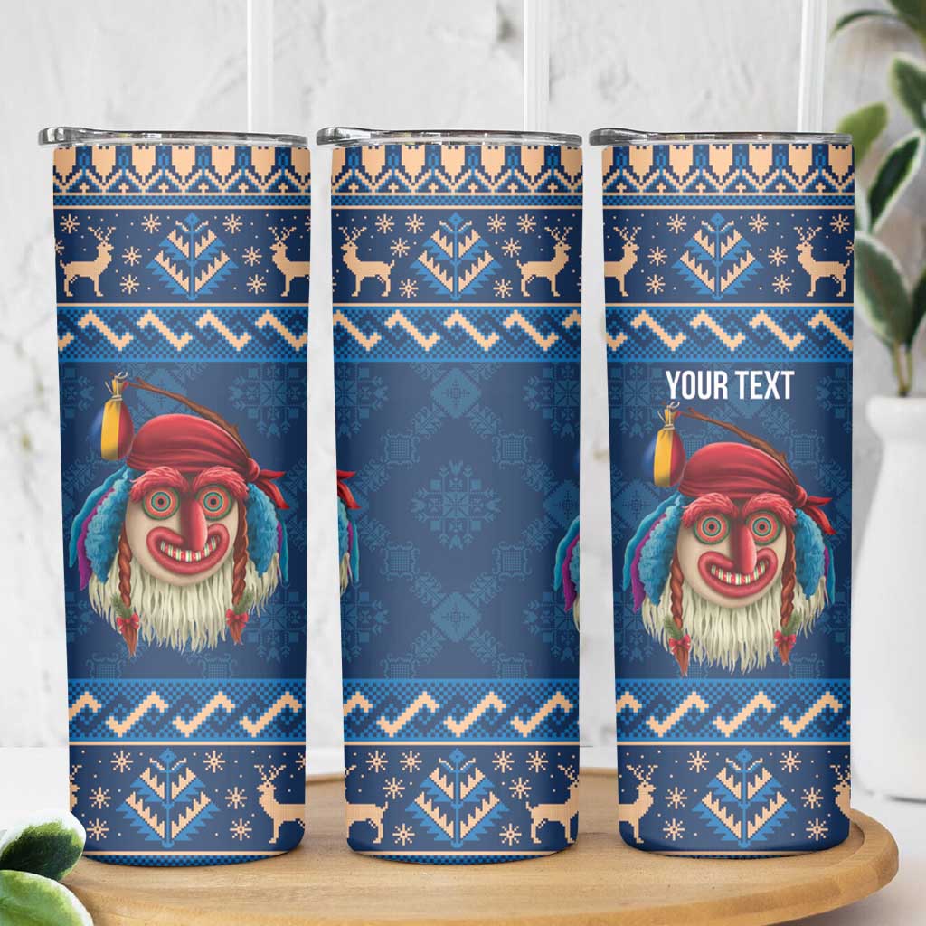 Personalized Romania Christmas Skinny Tumbler Romanian Traditional Masks - Wonder Print Shop