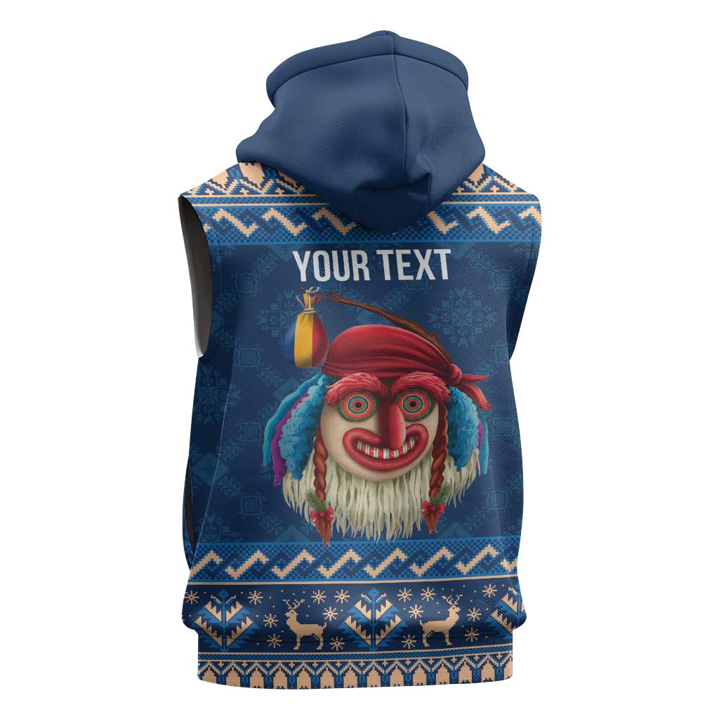 Personalized Romania Christmas Sleeveless Hoodie Romanian Traditional Masks - Wonder Print Shop