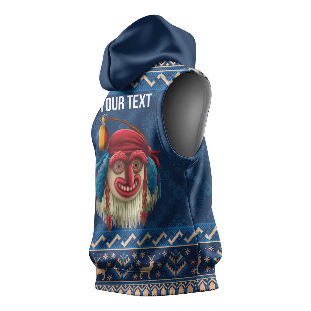 Personalized Romania Christmas Sleeveless Hoodie Romanian Traditional Masks - Wonder Print Shop