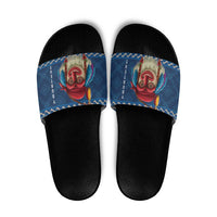 Personalized Romania Christmas Slide Sandals Romanian Traditional Masks - Wonder Print Shop
