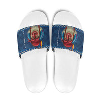Personalized Romania Christmas Slide Sandals Romanian Traditional Masks - Wonder Print Shop