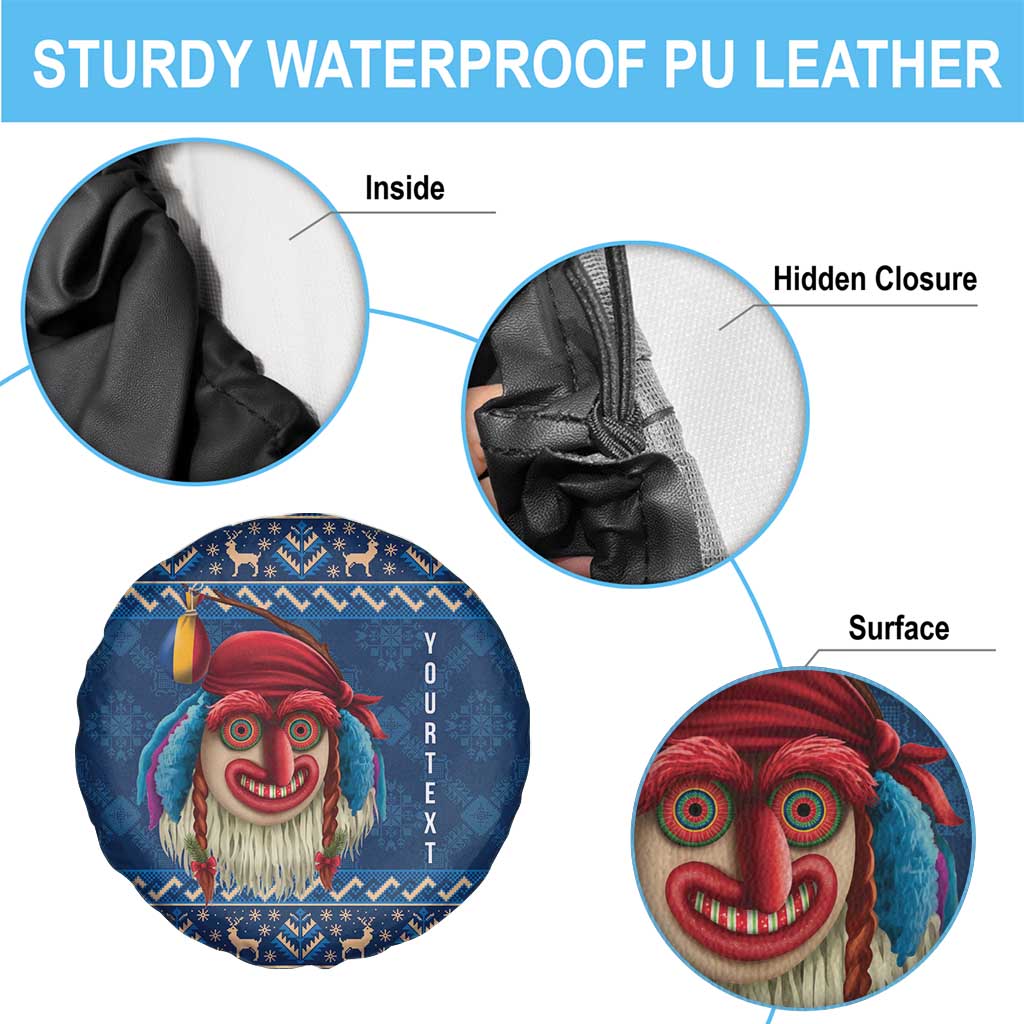 Personalized Romania Christmas Spare Tire Cover Romanian Traditional Masks - Wonder Print Shop