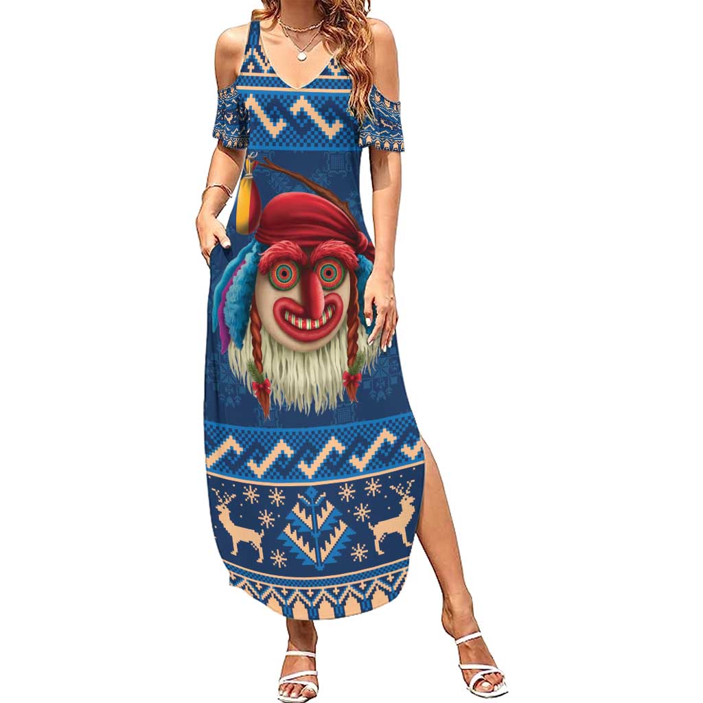 Personalized Romania Christmas Summer Maxi Dress Romanian Traditional Masks - Wonder Print Shop