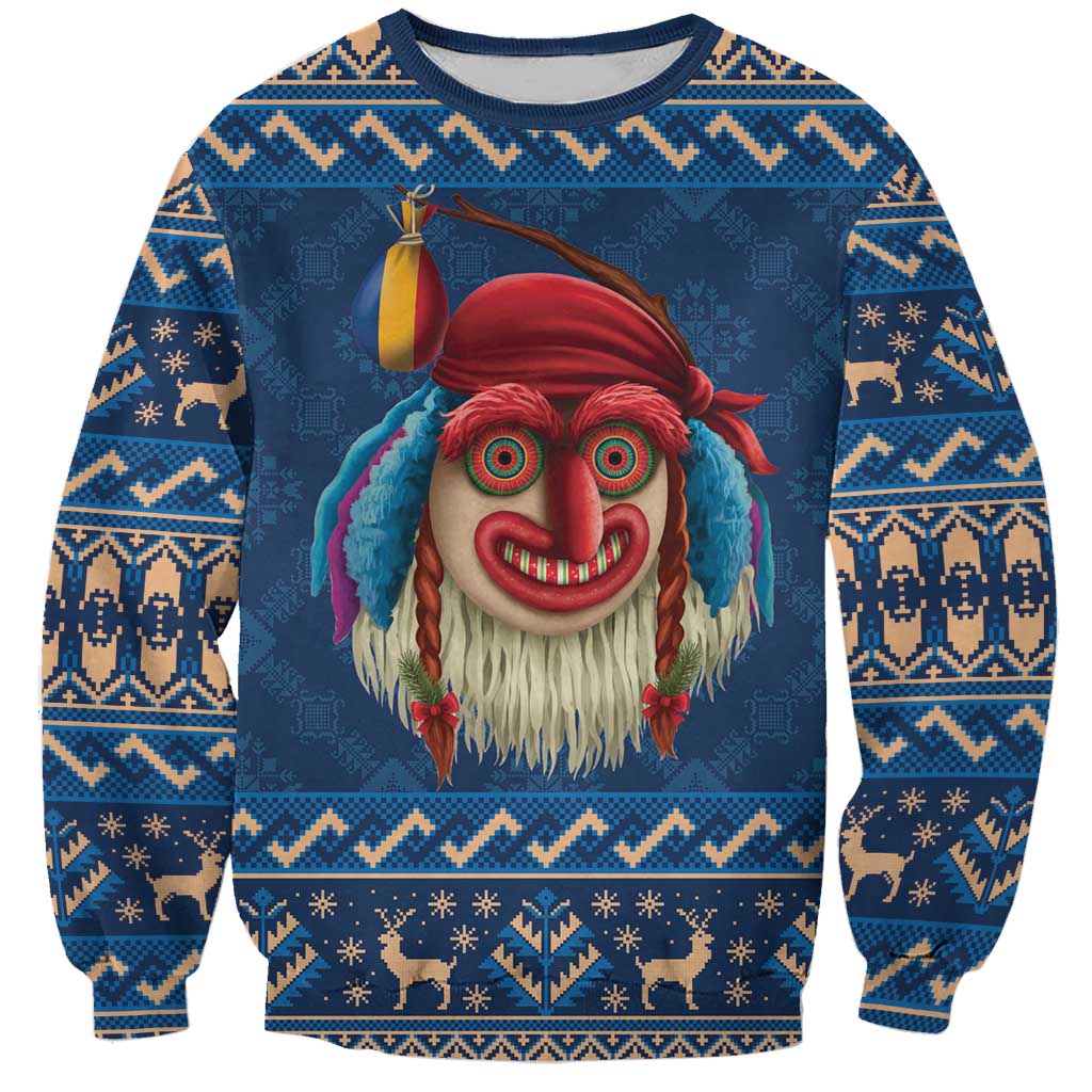 Personalized Romania Christmas Sweatshirt Romanian Traditional Masks - Wonder Print Shop