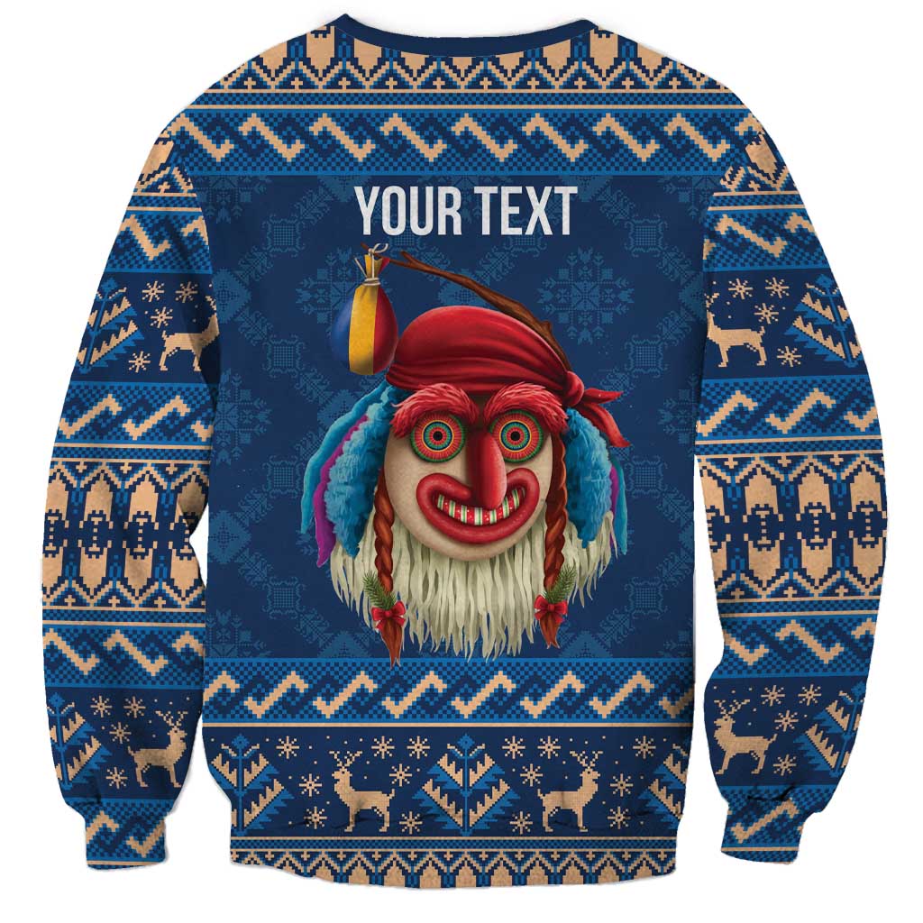 Personalized Romania Christmas Sweatshirt Romanian Traditional Masks - Wonder Print Shop