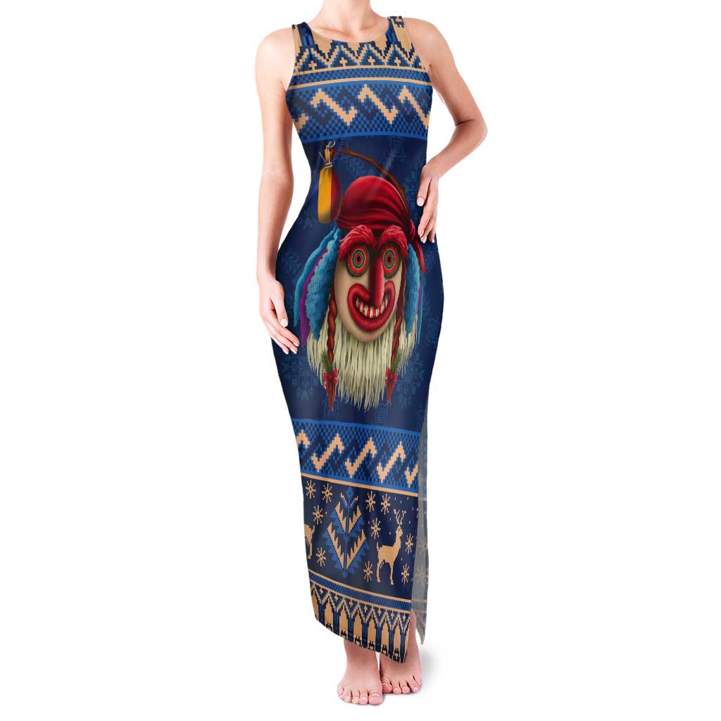 Personalized Romania Christmas Tank Maxi Dress Romanian Traditional Masks - Wonder Print Shop