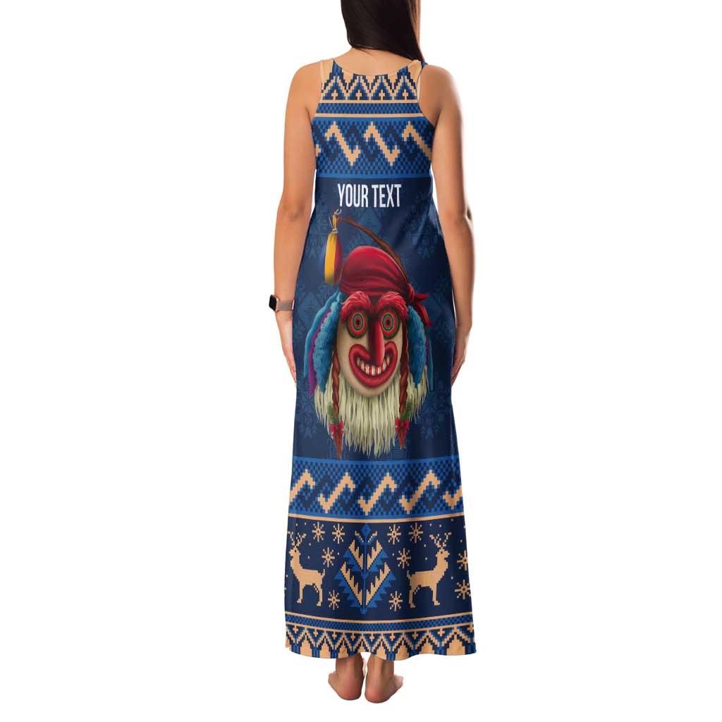 Personalized Romania Christmas Tank Maxi Dress Romanian Traditional Masks - Wonder Print Shop