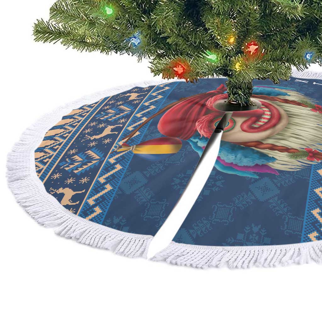 Personalized Romania Christmas Tree Skirt Romanian Traditional Masks - Wonder Print Shop