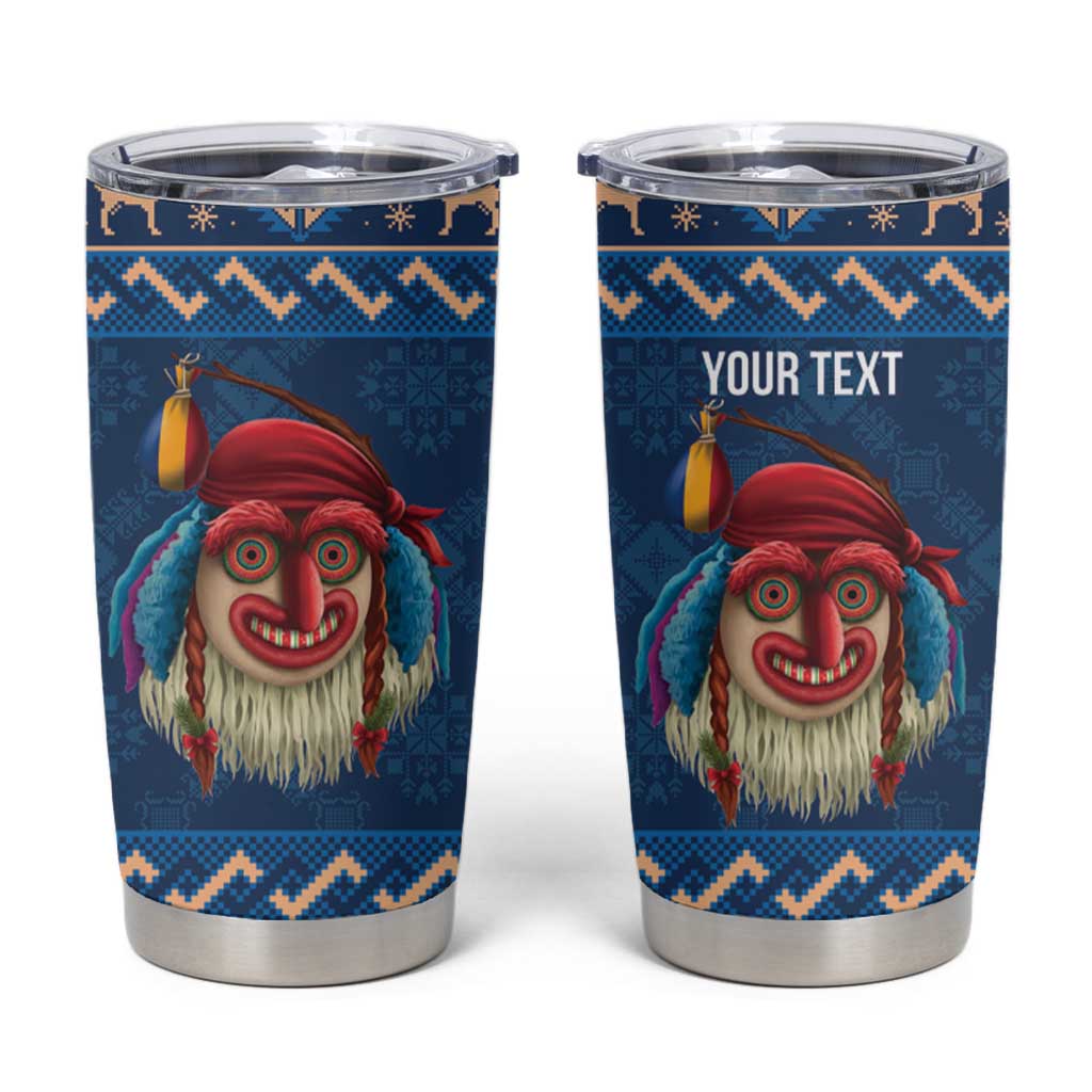 Personalized Romania Christmas Tumbler Cup Romanian Traditional Masks - Wonder Print Shop