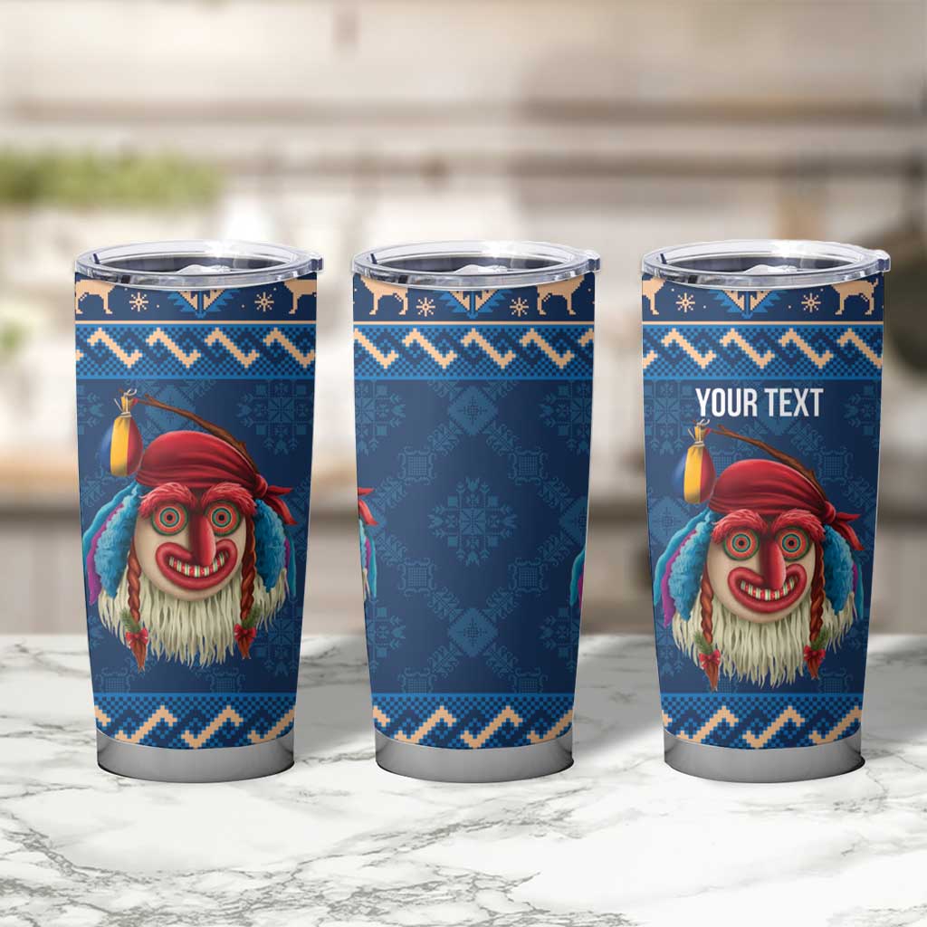 Personalized Romania Christmas Tumbler Cup Romanian Traditional Masks - Wonder Print Shop