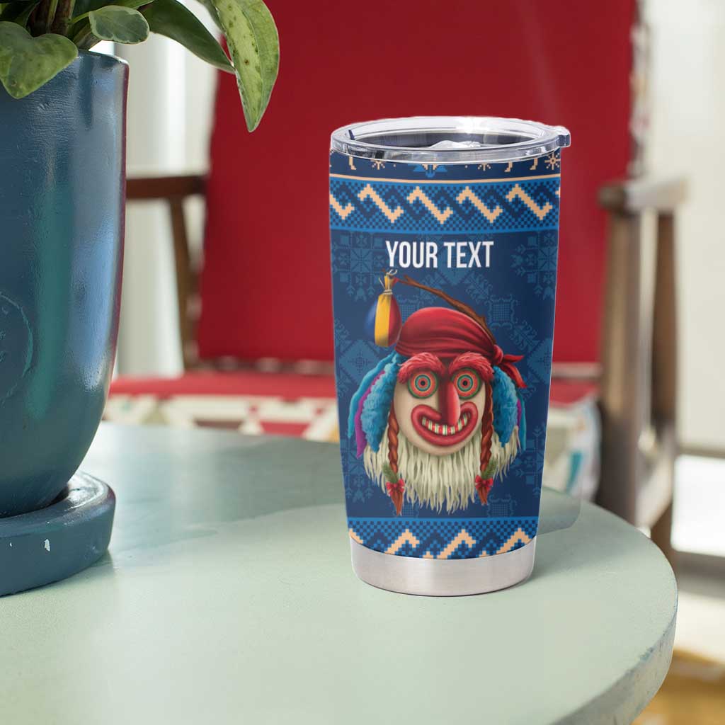 Personalized Romania Christmas Tumbler Cup Romanian Traditional Masks - Wonder Print Shop