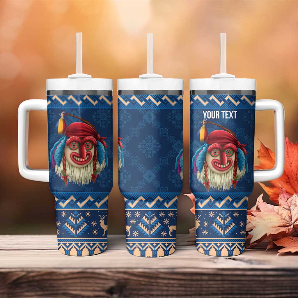 Personalized Romania Christmas Tumbler With Handle Romanian Traditional Masks - Wonder Print Shop