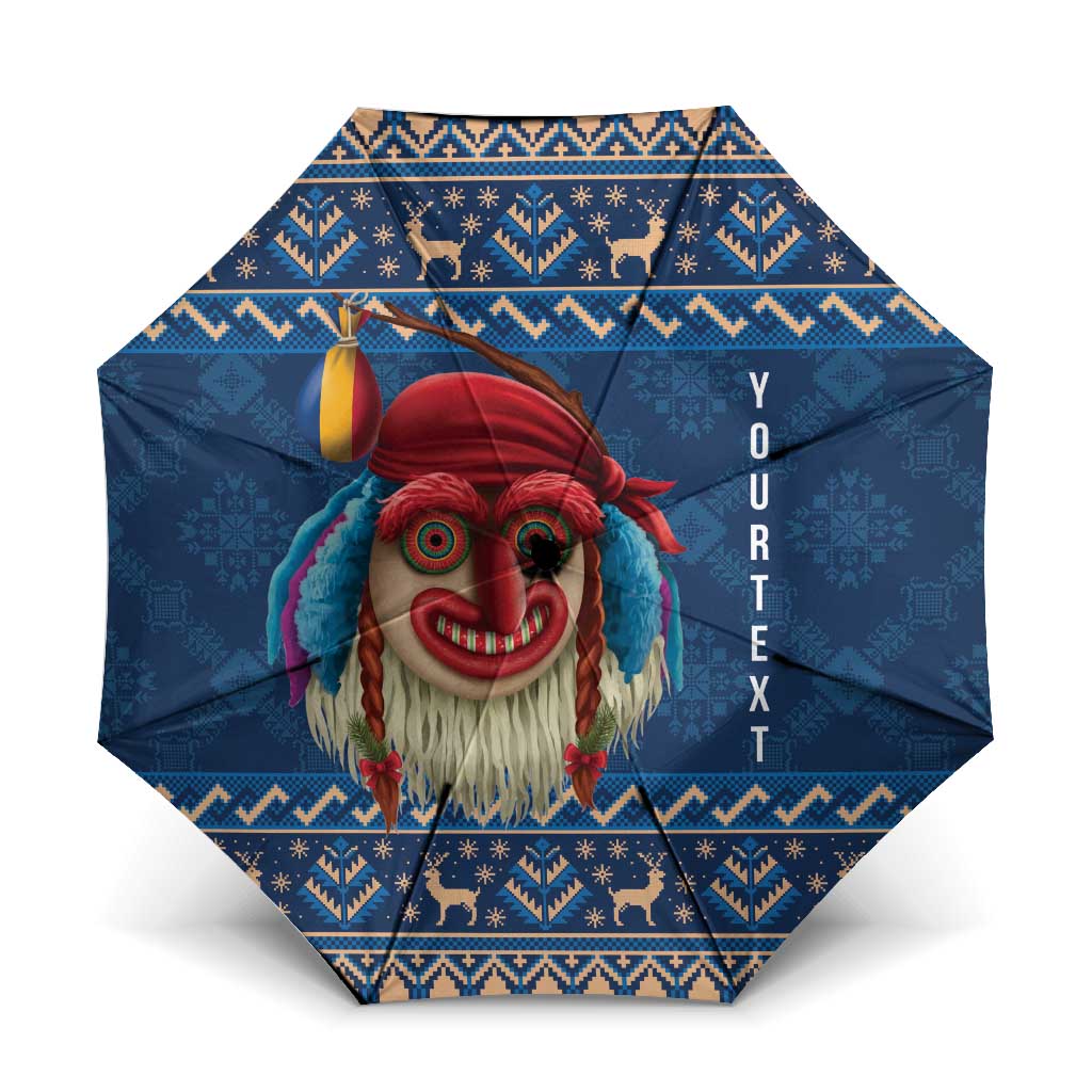 Personalized Romania Christmas Umbrella Romanian Traditional Masks - Wonder Print Shop