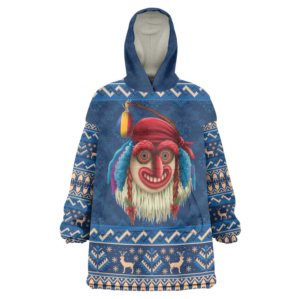 Personalized Romania Christmas Wearable Blanket Hoodie Romanian Traditional Masks - Wonder Print Shop