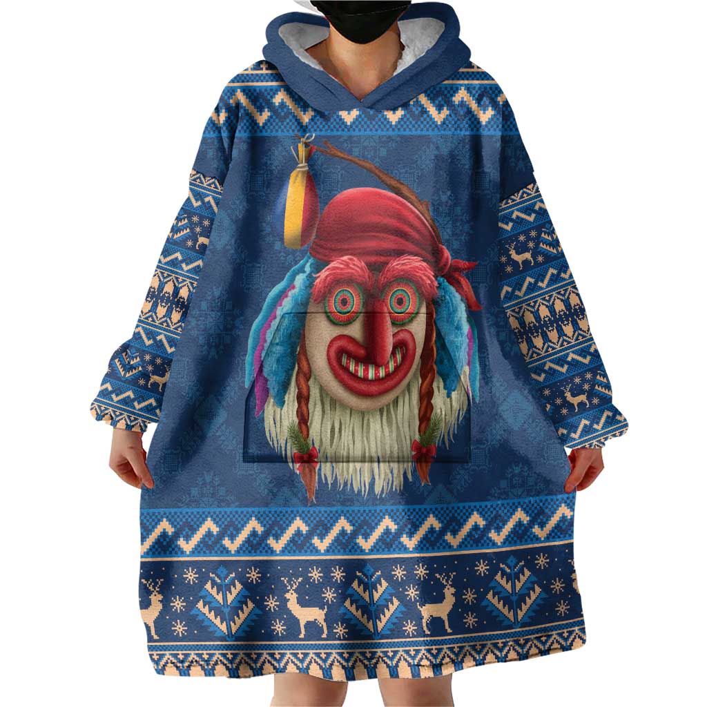 Personalized Romania Christmas Wearable Blanket Hoodie Romanian Traditional Masks - Wonder Print Shop