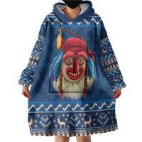 Personalized Romania Christmas Wearable Blanket Hoodie Romanian Traditional Masks - Wonder Print Shop