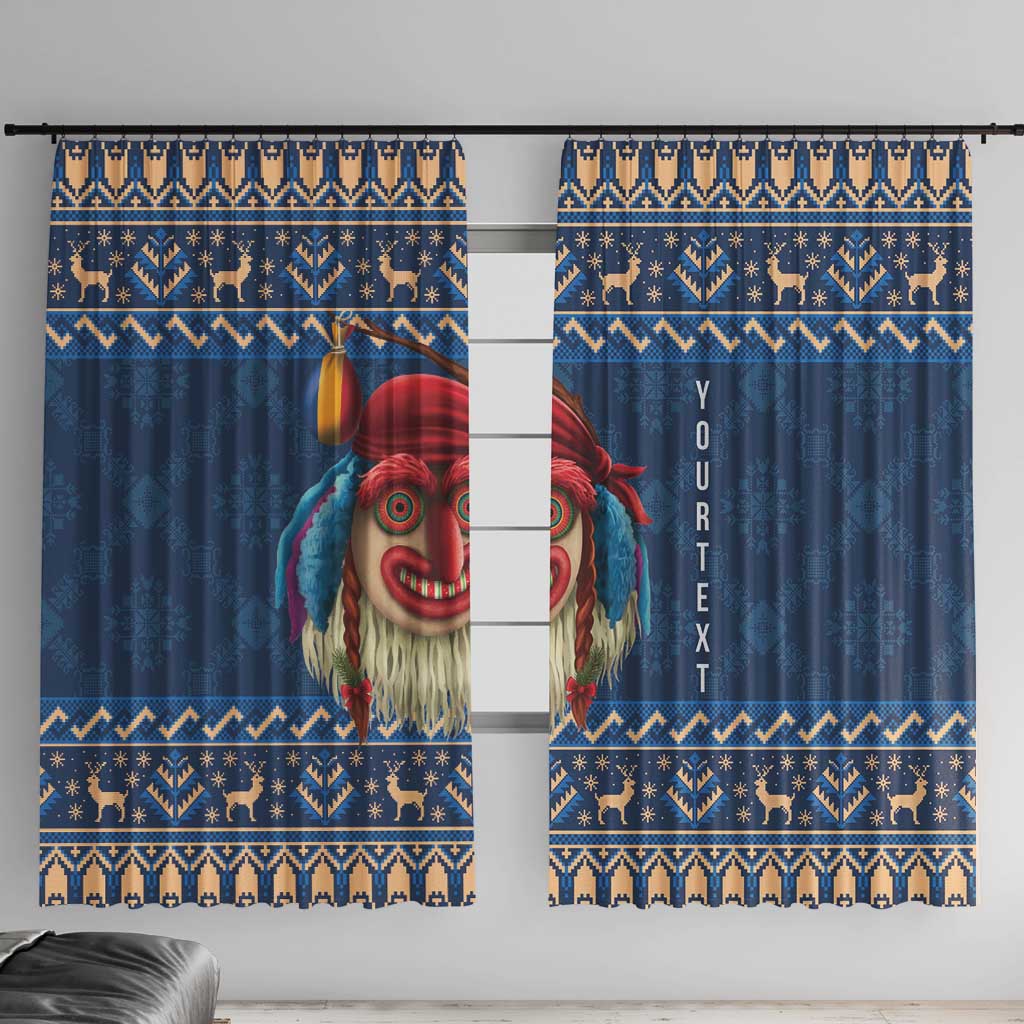 Personalized Romania Christmas Window Curtain Romanian Traditional Masks - Wonder Print Shop