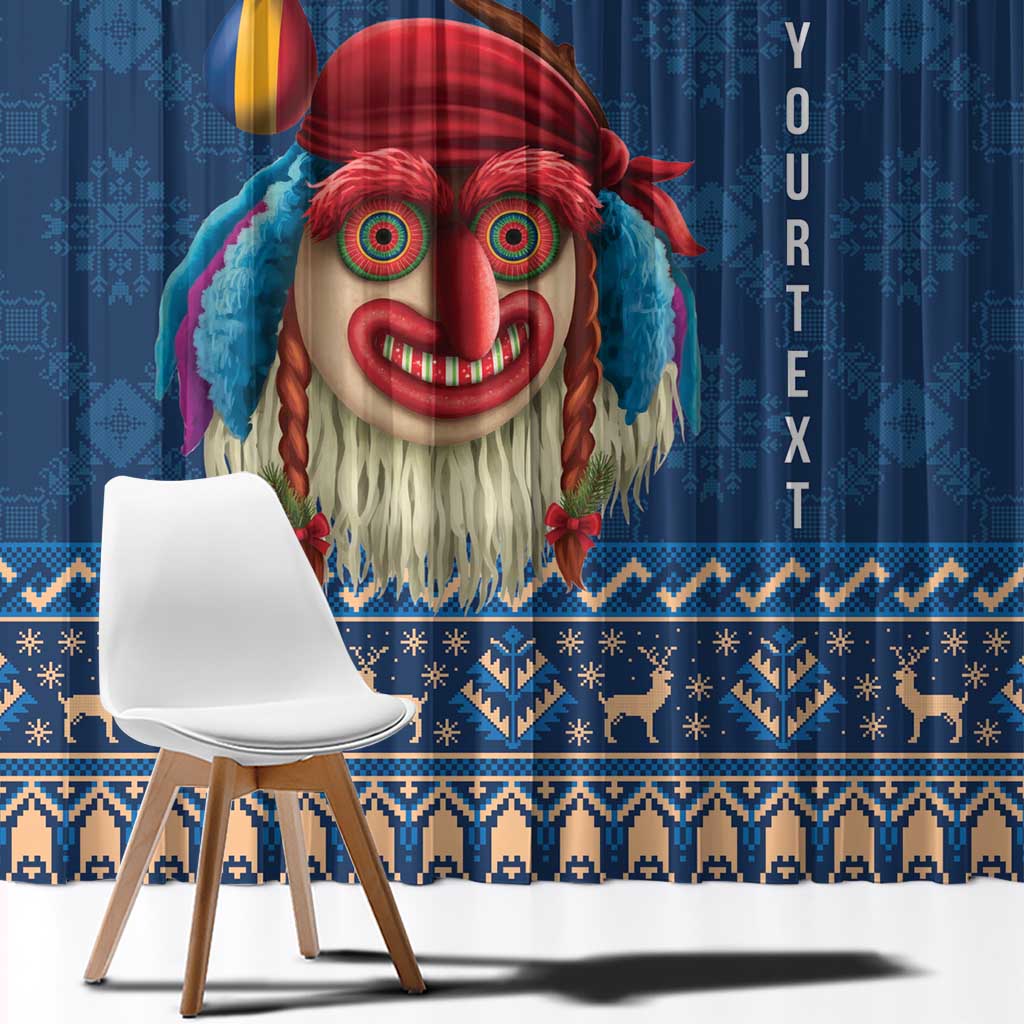 Personalized Romania Christmas Window Curtain Romanian Traditional Masks - Wonder Print Shop