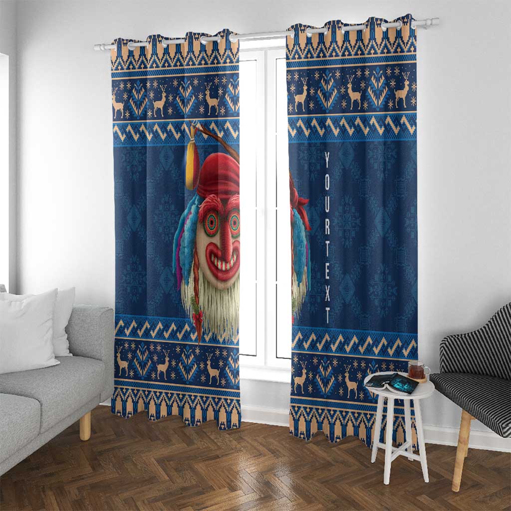 Personalized Romania Christmas Window Curtain Romanian Traditional Masks - Wonder Print Shop