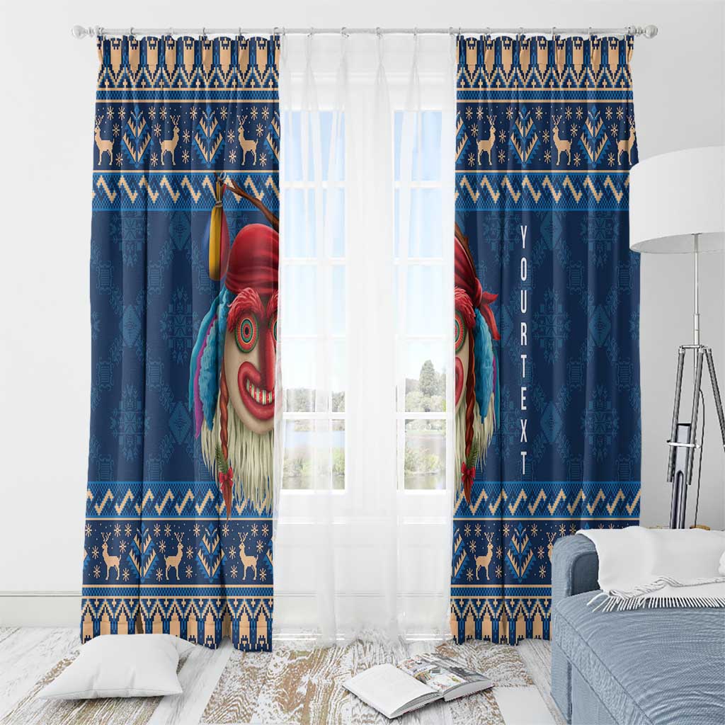 Personalized Romania Christmas Window Curtain Romanian Traditional Masks - Wonder Print Shop
