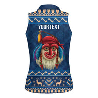 Personalized Romania Christmas Women Sleeveless Polo Shirt Romanian Traditional Masks - Wonder Print Shop