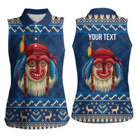 Personalized Romania Christmas Women Sleeveless Polo Shirt Romanian Traditional Masks - Wonder Print Shop