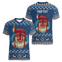 Personalized Romania Christmas Women V-Neck T-Shirt Romanian Traditional Masks - Wonder Print Shop