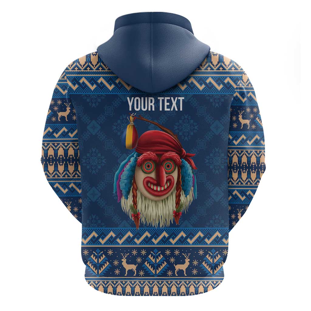 Personalized Romania Christmas Zip Hoodie Romanian Traditional Masks - Wonder Print Shop