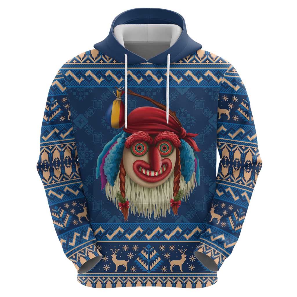 Personalized Romania Christmas Zip Hoodie Romanian Traditional Masks - Wonder Print Shop