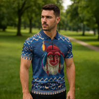 Personalized Romania Christmas Zipper Polo Shirt Romanian Traditional Masks - Wonder Print Shop