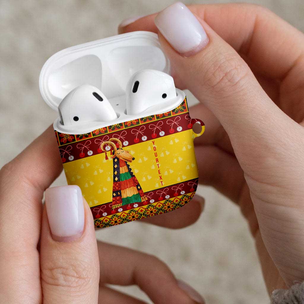 Personalized Moldova Christmas AirPods Case Capra Goat Folk Costume - Wonder Print Shop