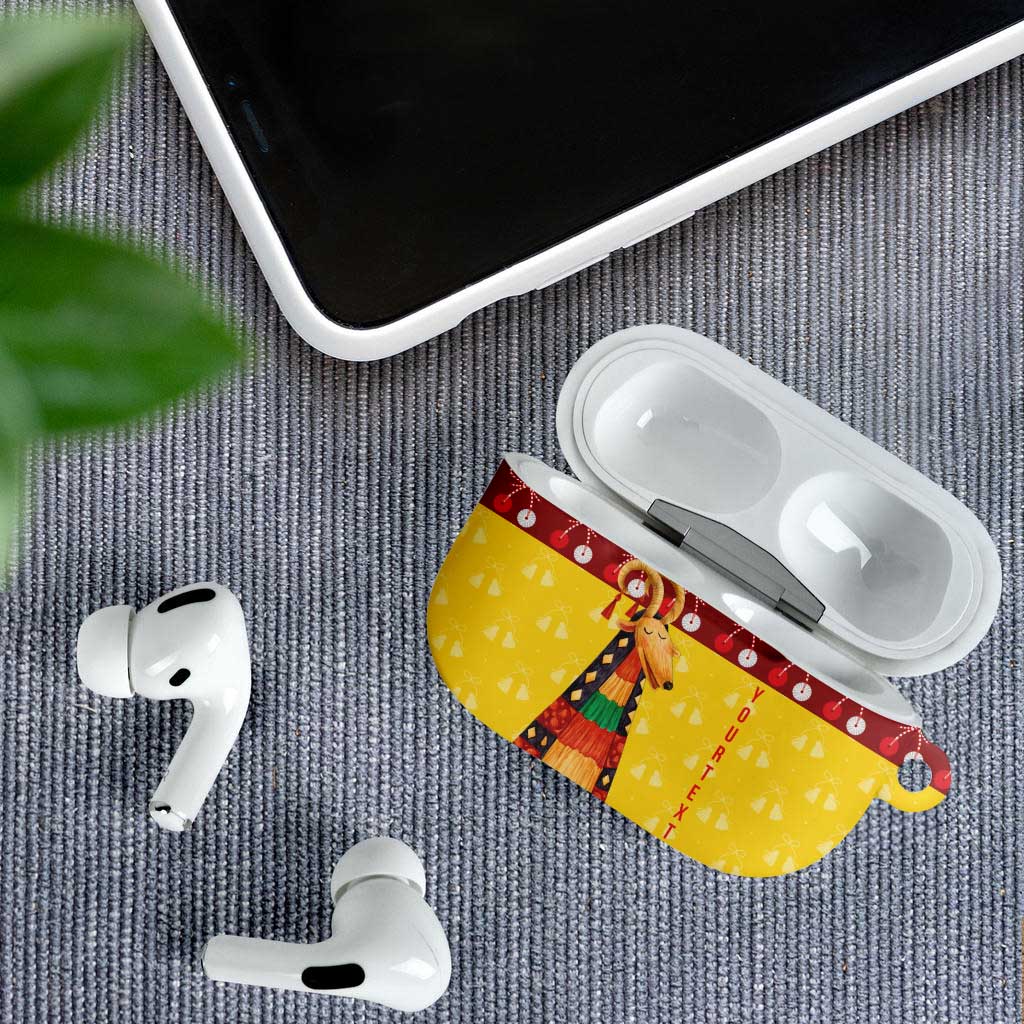 Personalized Moldova Christmas AirPods Case Capra Goat Folk Costume - Wonder Print Shop