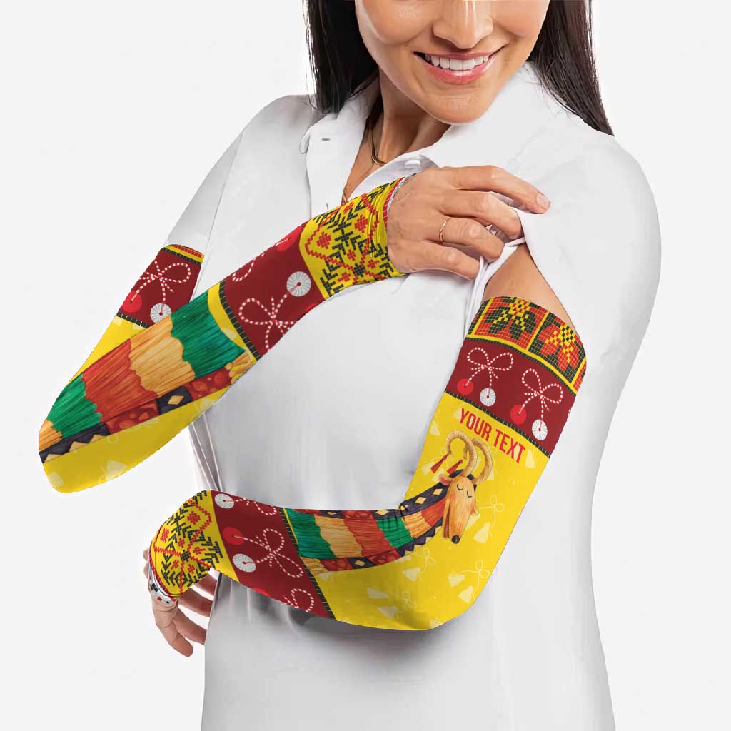 Personalized Moldova Christmas Arm Sleeves Capra Goat Folk Costume - Wonder Print Shop