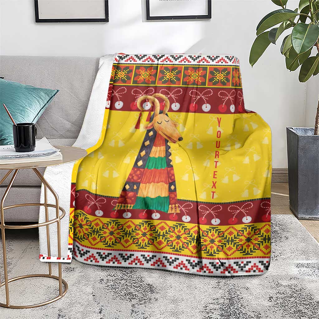 Personalized Moldova Christmas Blanket Capra Goat Folk Costume - Wonder Print Shop