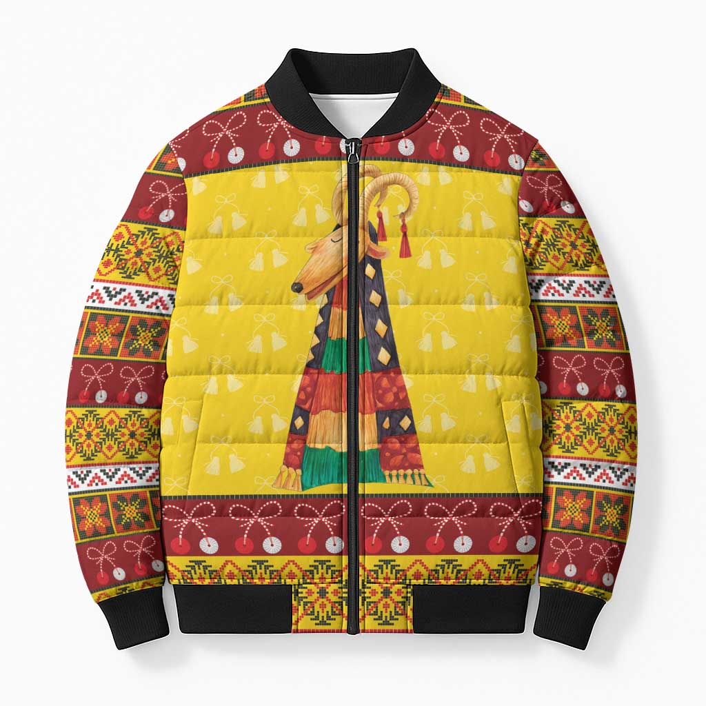 Personalized Moldova Christmas Bomber Puffer Jacket Capra Goat Folk Costume - Wonder Print Shop