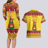 Personalized Moldova Christmas Couples Matching Long Sleeve Bodycon Dress and Hawaiian Shirt Capra Goat Folk Costume - Wonder Print Shop