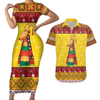 Personalized Moldova Christmas Couples Matching Short Sleeve Bodycon Dress and Hawaiian Shirt Capra Goat Folk Costume - Wonder Print Shop